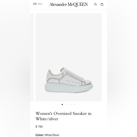 EUC Men Sz 8 (Euro Sz 41) Alexander McQueen Sneakers In White/Reflective Silver - Picture 3 of 16